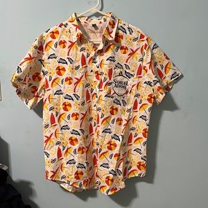 Sam Adams limited Ed. Hawaiian Short Sleeved Button Down Shirt Size L Mens